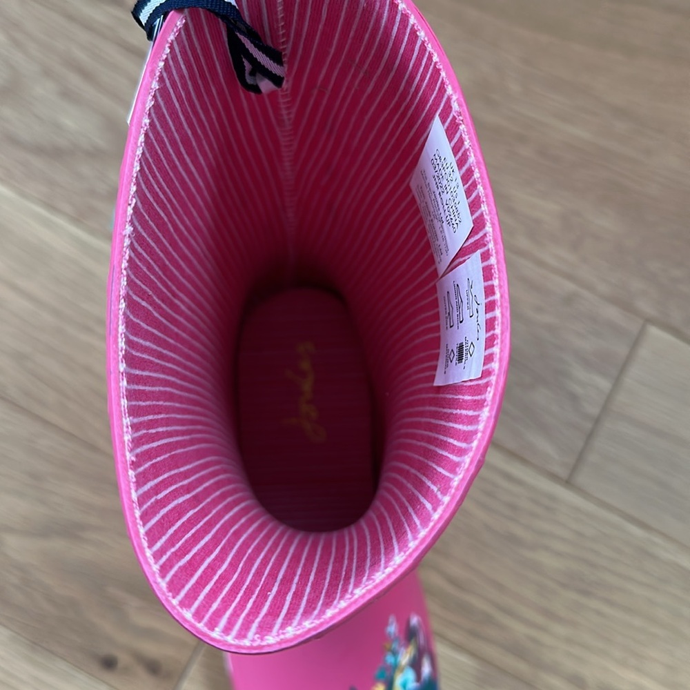Girls Joules Pink Floral Rain  Boots - Picture 4 of 8